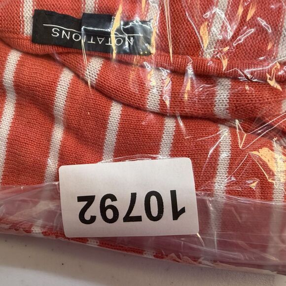 Notations Sweater Women's 2X Pink Orange Striped Knit Bat Wing Sleeve Stretch - Picture 10 of 10